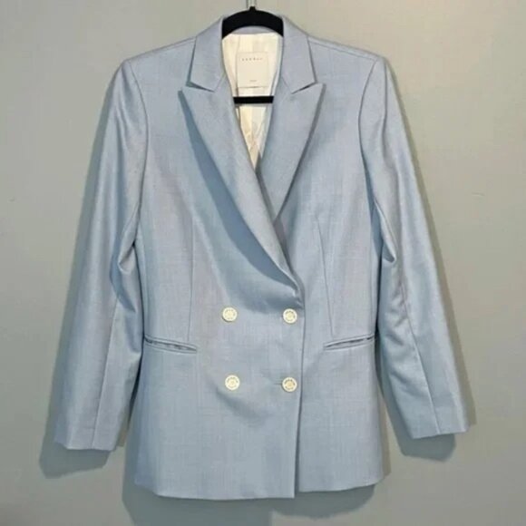 Last Chance! Like New Sandro Elvi Wool Blend Blazer Blue 36, S $595 - Picture 1 of 7